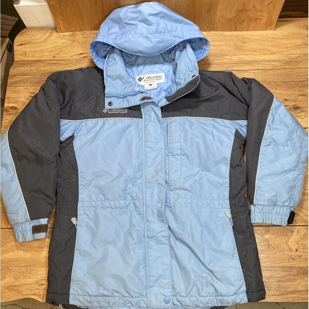 Columbia Jacket Women's L Blue Hooded Full‎ Zip Long Sleeve Ski Snowboard Coat